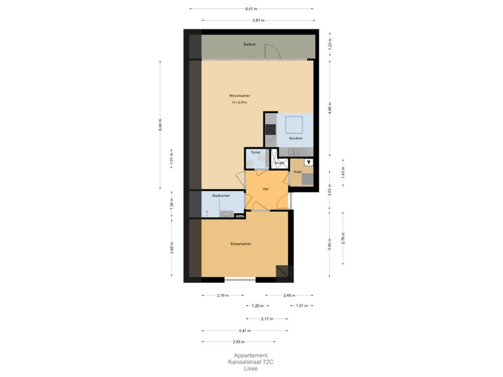 Bekijk plattegrond van Appartement  van Kanaalstraat 72-C