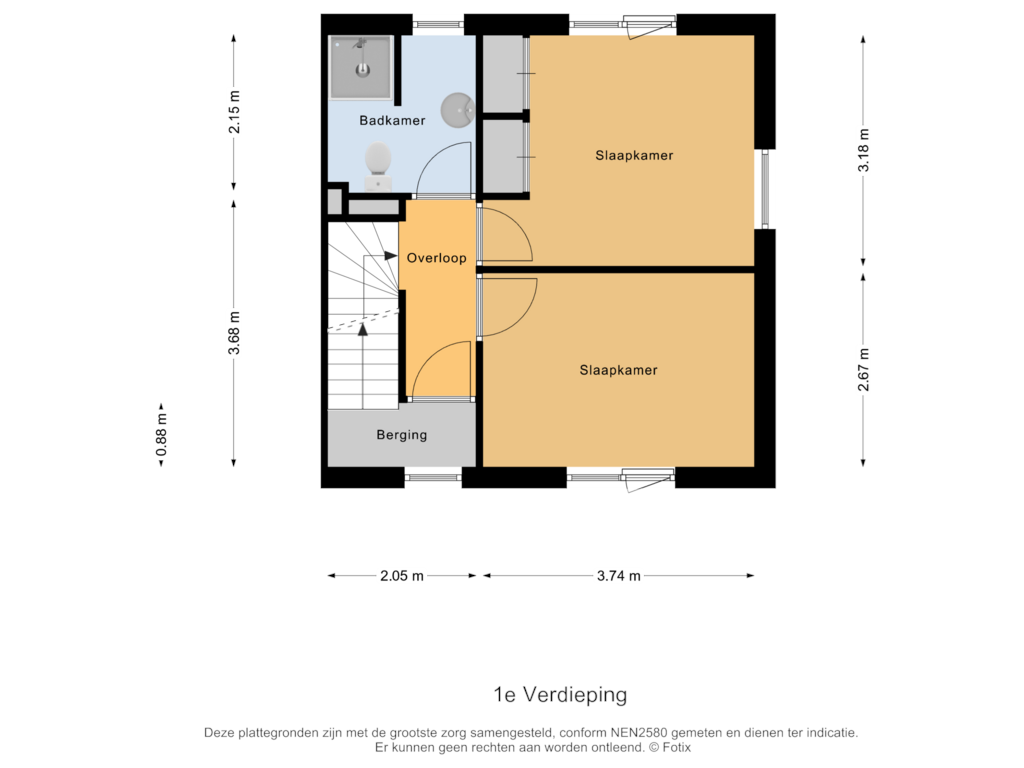 Bekijk plattegrond van 1e Verdieping van Julianalaan 38