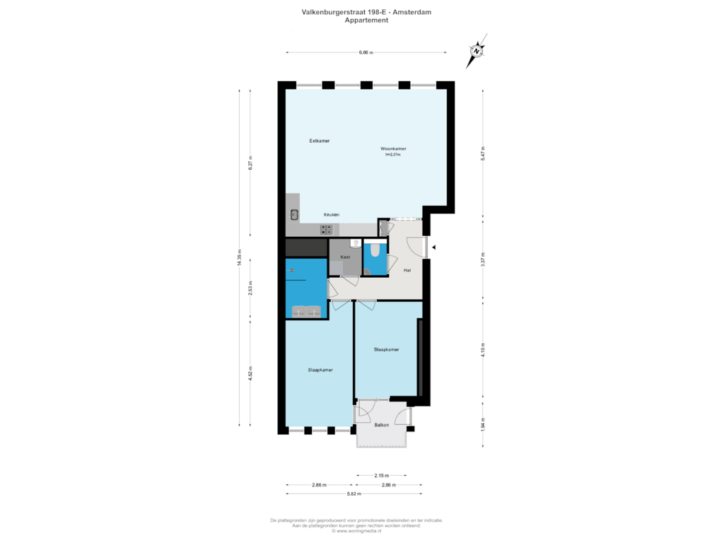 Bekijk plattegrond van Appartement van Valkenburgerstraat 198-E