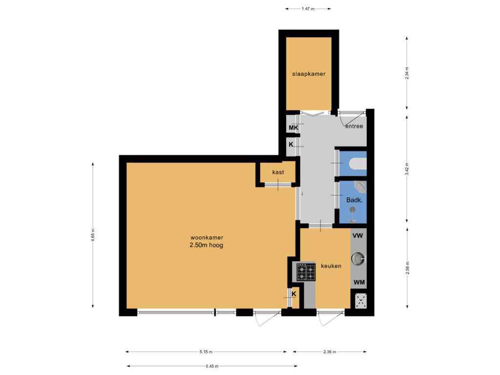 View floorplan of bgg of Zwaluwlaan 58