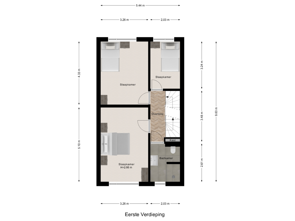 Bekijk plattegrond van Eerste Verdieping van Zalmzegenpad 9