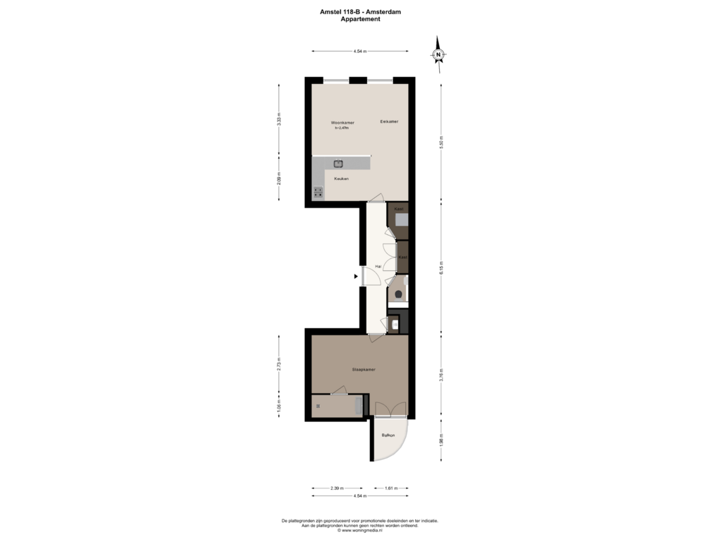 View floorplan of Appartement of Amstel 118-B