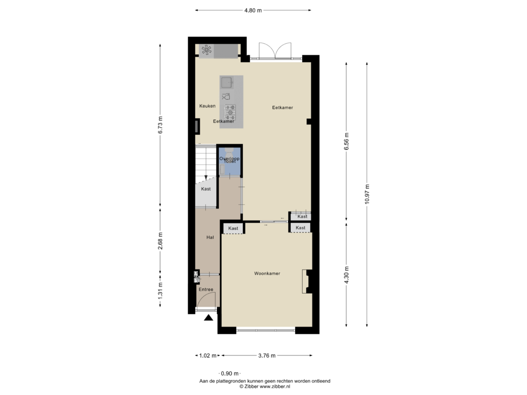 Bekijk plattegrond van Begane grond van Prinsenlaan 110