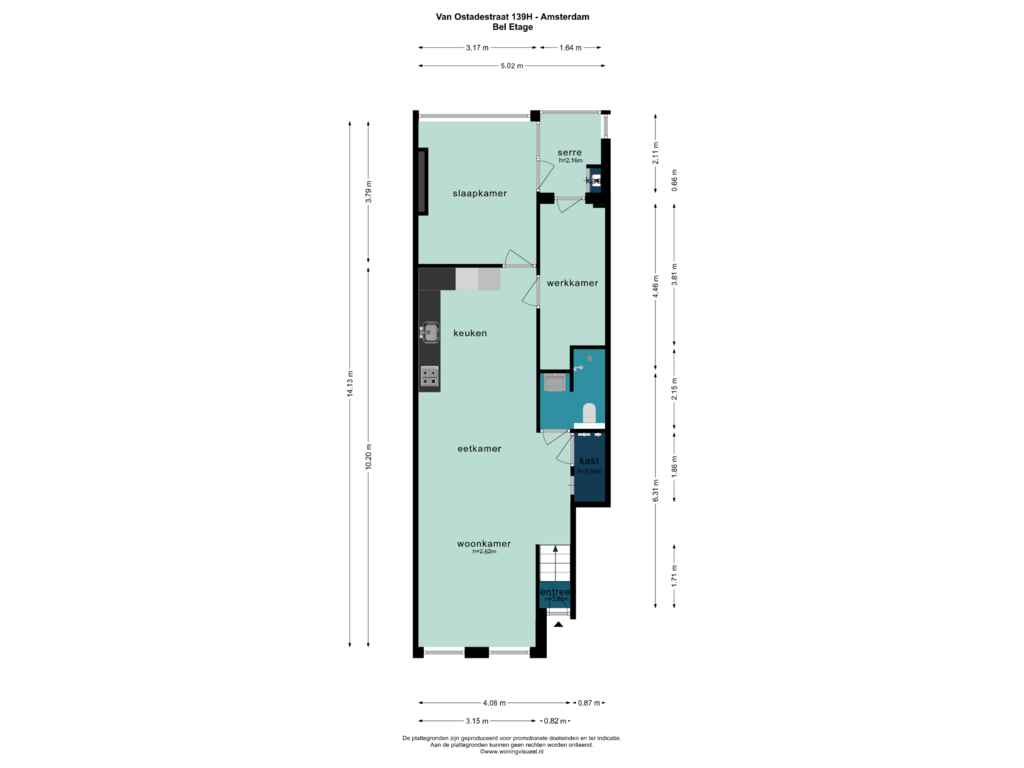 View floorplan of BEL ETAGE of Van Ostadestraat 139-H