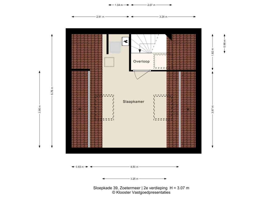 View floorplan of 2e verdieping of Sloepkade 39