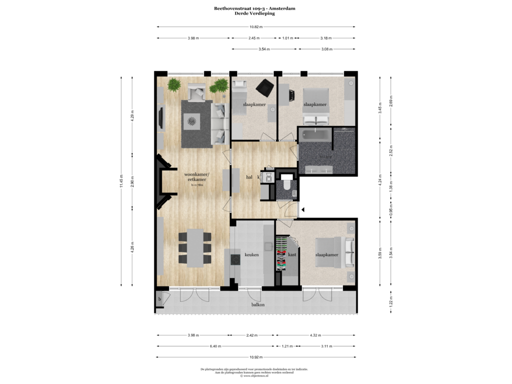 Bekijk plattegrond van DERDE VERDIEPING van Beethovenstraat 109-3