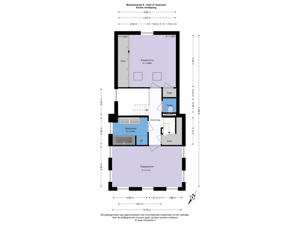 Bekijk plattegrond van Eerste verdieping van Moerbeistraat 8