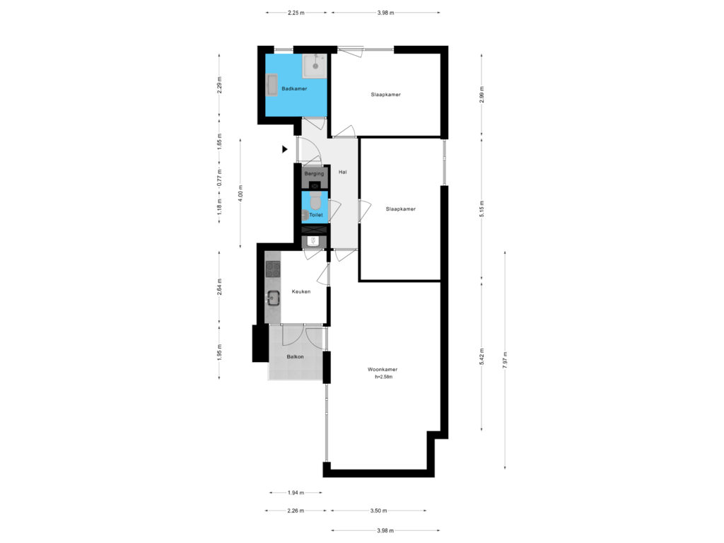 View floorplan of 2e Verdieping of Menadostraat 15-B