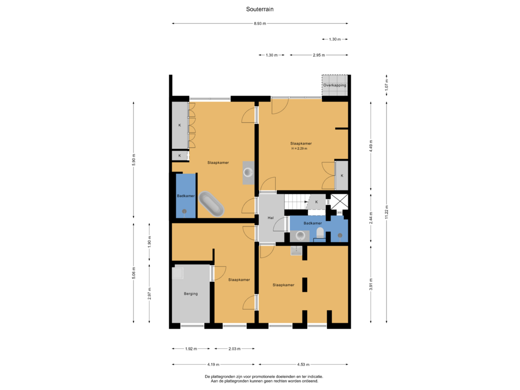 View floorplan of Souterrain of Renssenstraat 15