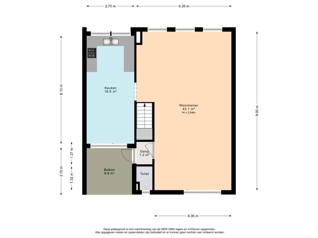 View floorplan of 1e verdieping of Golfbaan 21