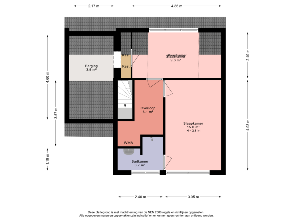 View floorplan of zolder of Golfbaan 21