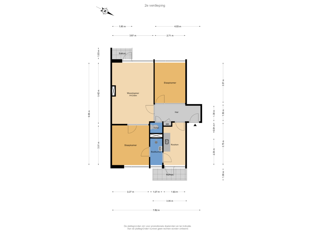 Bekijk plattegrond van 2e verdieping van Einsteinlaan 115