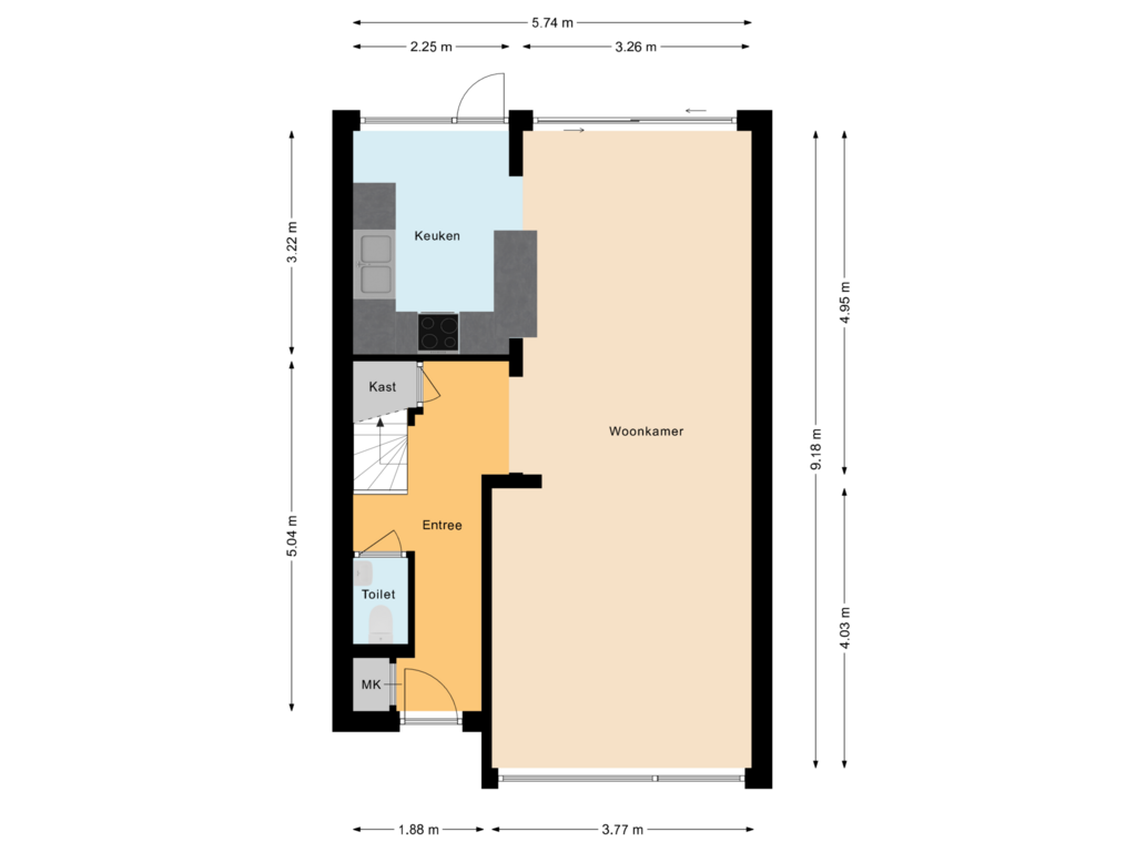 Bekijk plattegrond van Begane grond van Prof. Lorentzlaan 32