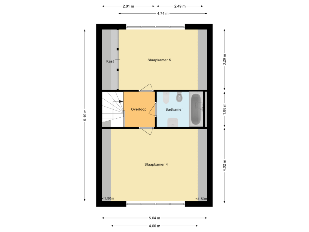 Bekijk plattegrond van Tweede verdieping van Prof. Lorentzlaan 32