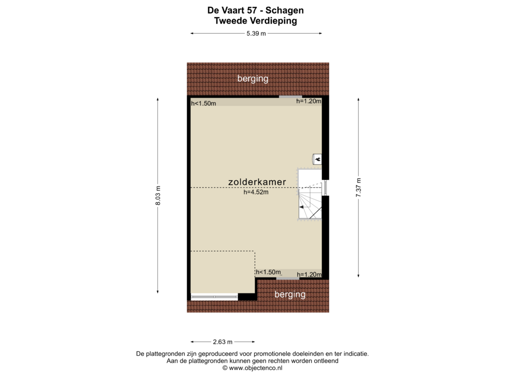 Bekijk plattegrond van TWEEDE VERDIEPING van de Vaart 57