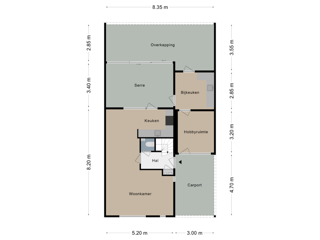 Bekijk plattegrond van Begane grond van Bernadettelaan 5