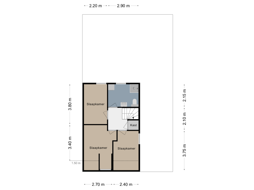 Bekijk plattegrond van Verdieping 1 van Bernadettelaan 5