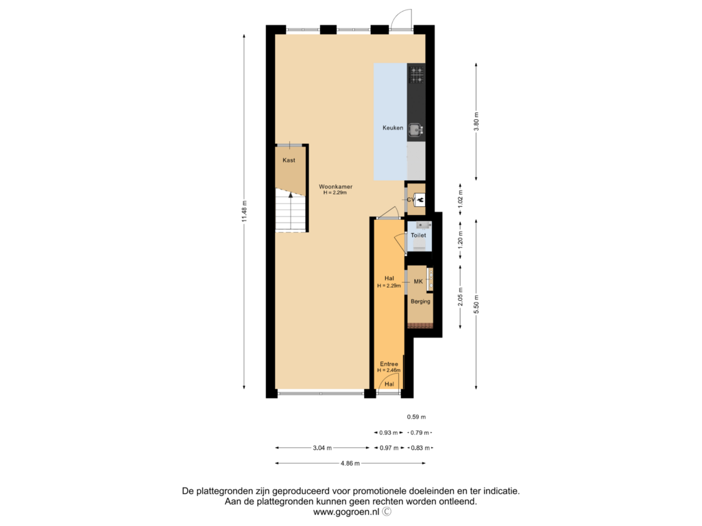 Bekijk plattegrond van Begane grond van Van Oldenbarneveldtstraat 84-H