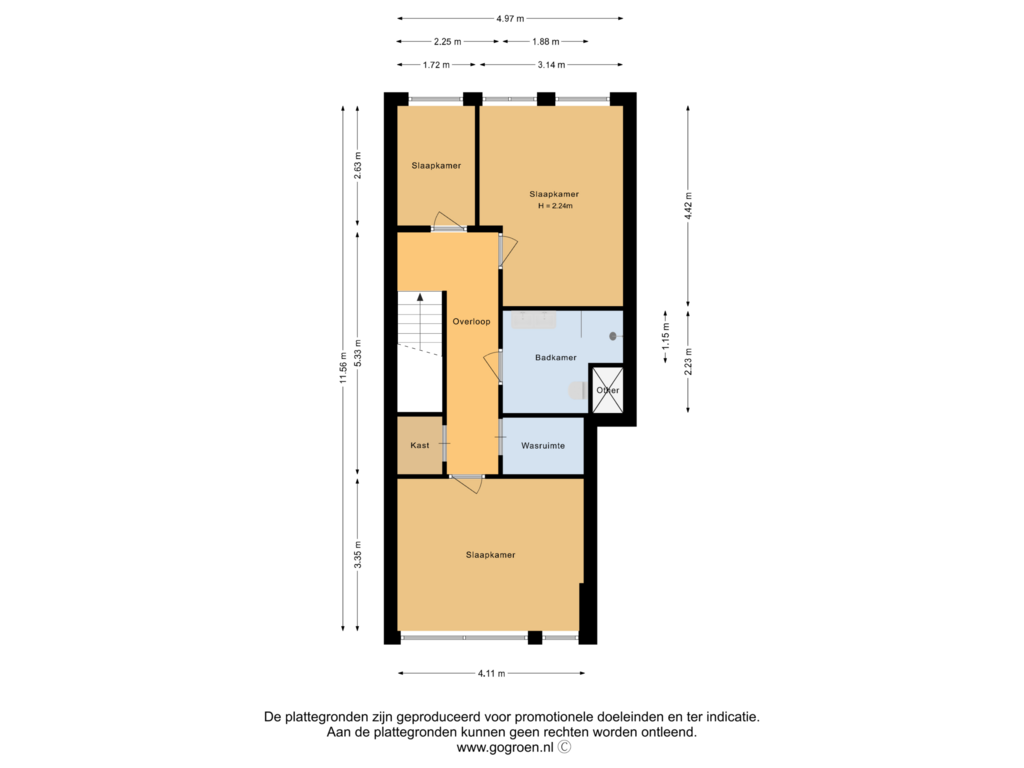 Bekijk plattegrond van Eerste verdieping van Van Oldenbarneveldtstraat 84-H