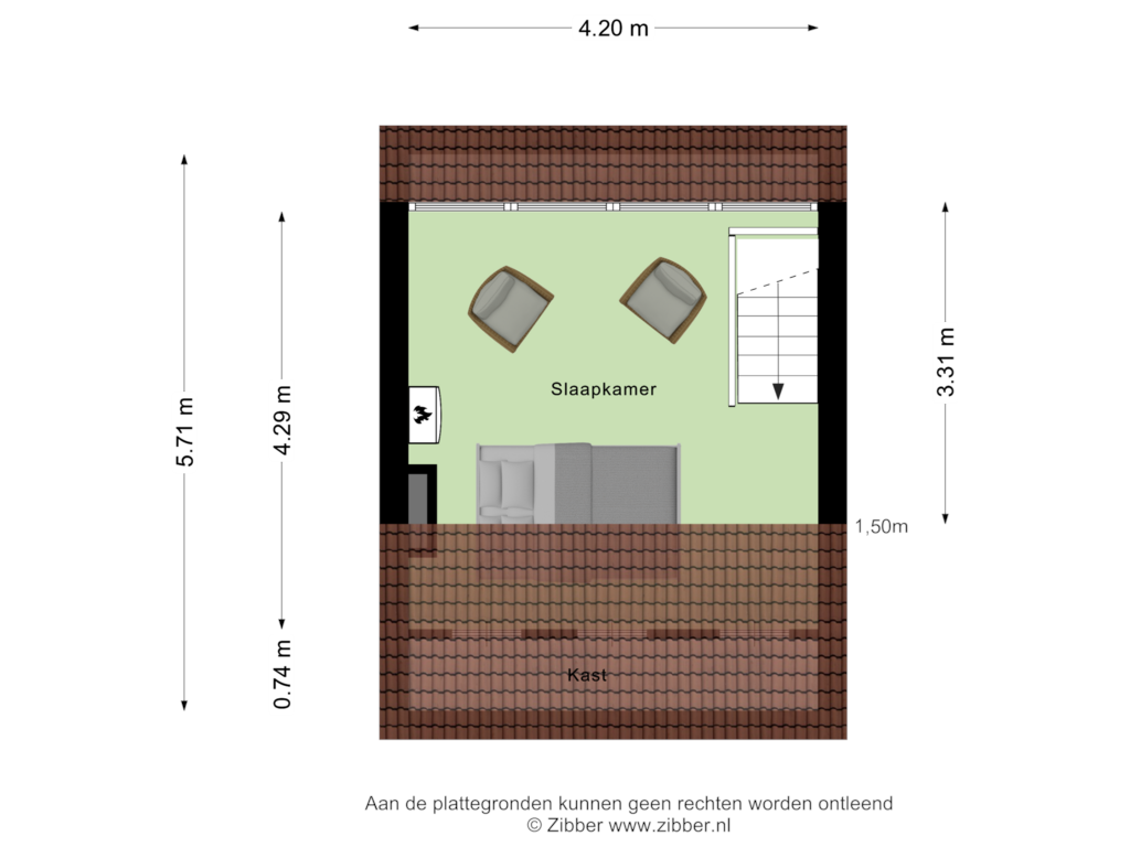 View floorplan of Tweede Verdieping of Wouwermanstraat 42