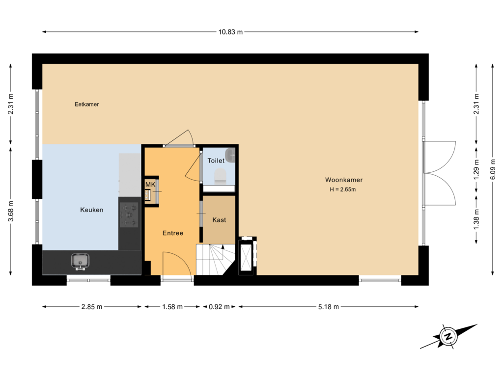 Bekijk plattegrond van Begane grond van Garde Jagers 2