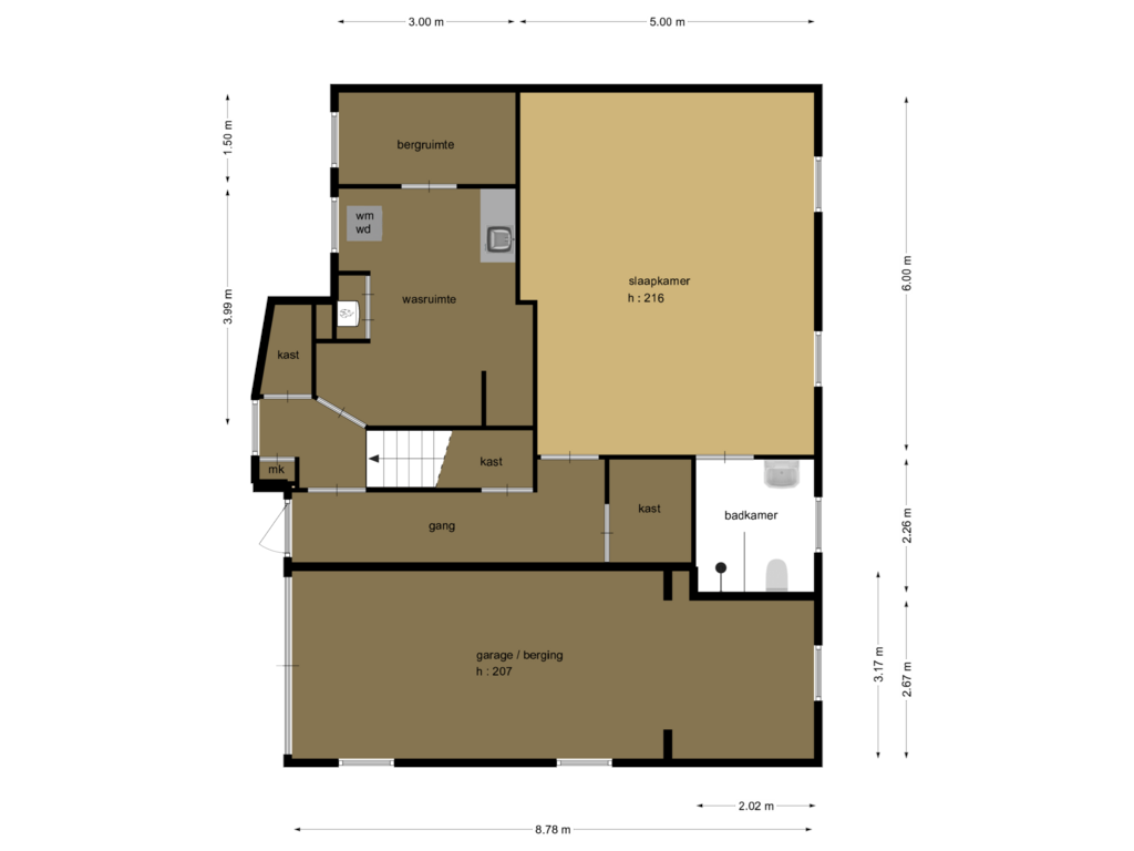 Bekijk plattegrond van souterrain van Zandstraat 39