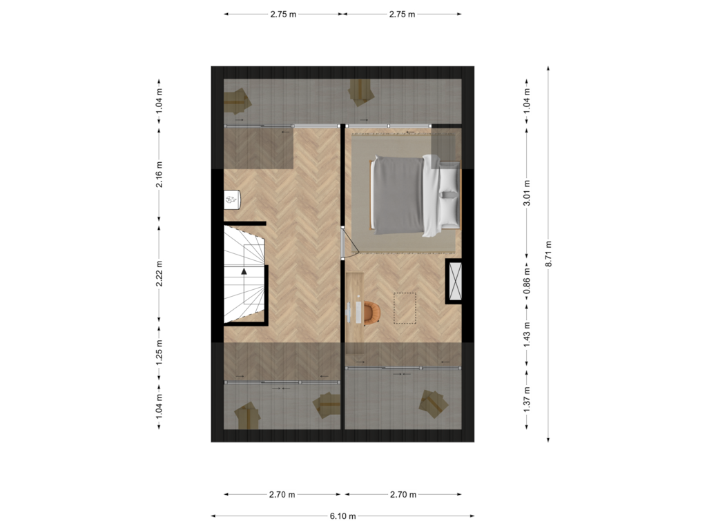 View floorplan of Tweede verdieping of Burgemeester Snelsstraat 22