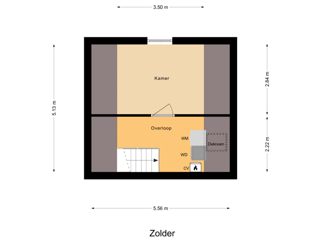 Bekijk plattegrond van Zolder van Kastanjelaan 12