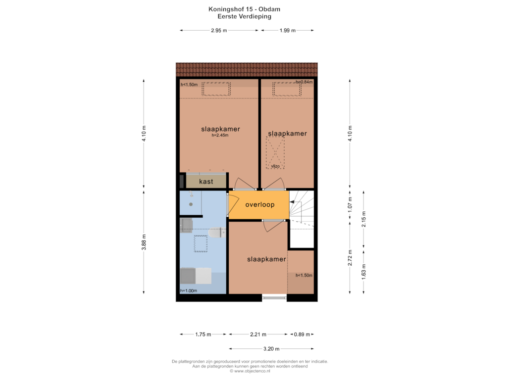 Bekijk plattegrond van EERSTE VERDIEPING van Koningshof 15