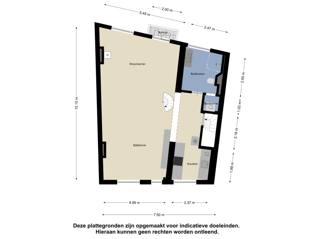 View floorplan of Tweede Verdieping of Vlaardingerstraat 35-C