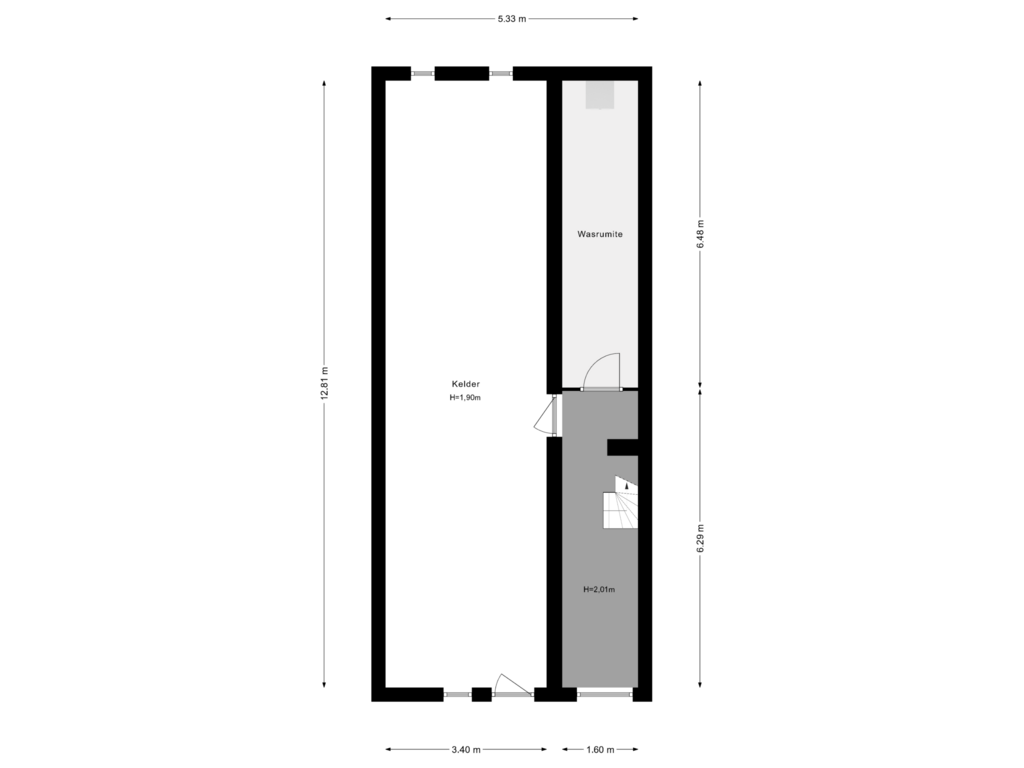 View floorplan of Kelder of Oostzeedijk 124-B