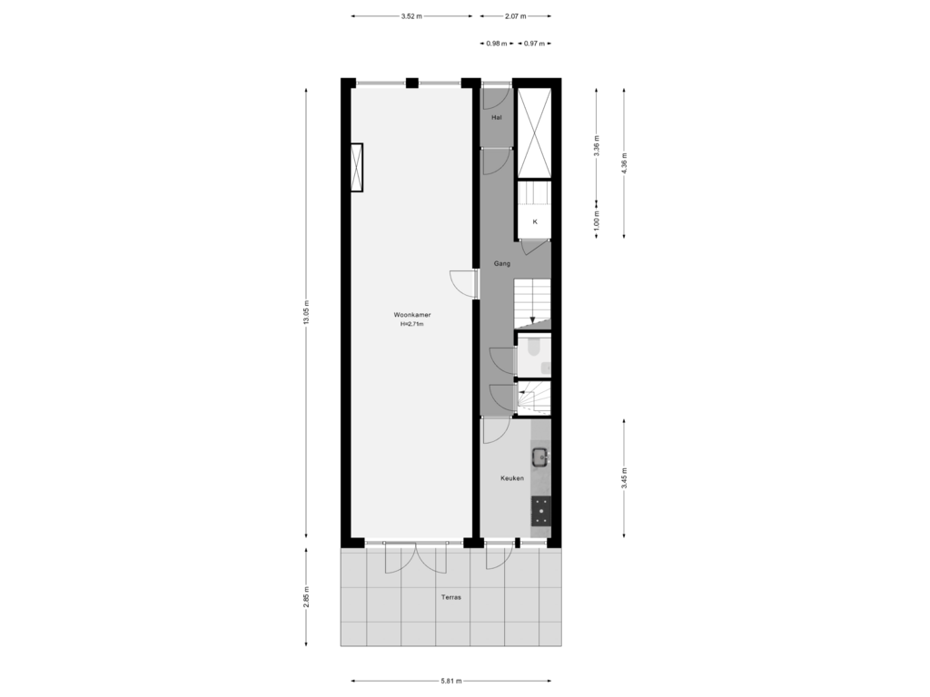 View floorplan of Begane Grond of Oostzeedijk 124-B