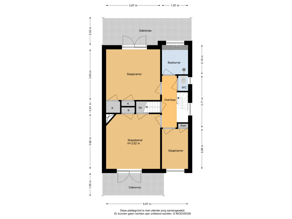 View floorplan of 1e Verdieping of Zandvoortselaan 166