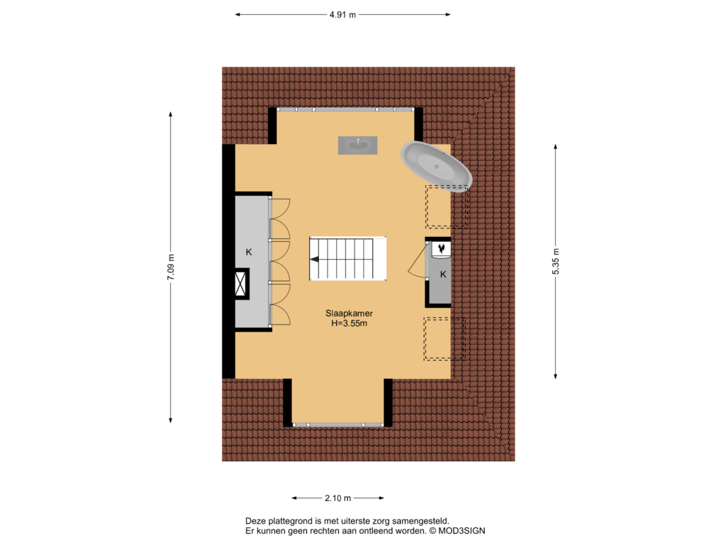 View floorplan of 2e Verdieping of Zandvoortselaan 166