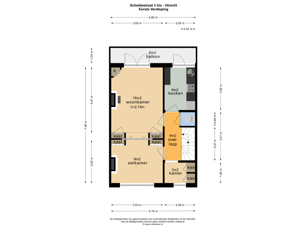 Bekijk plattegrond van EERSTE VERDIEPING van Scheldestraat 3-BS