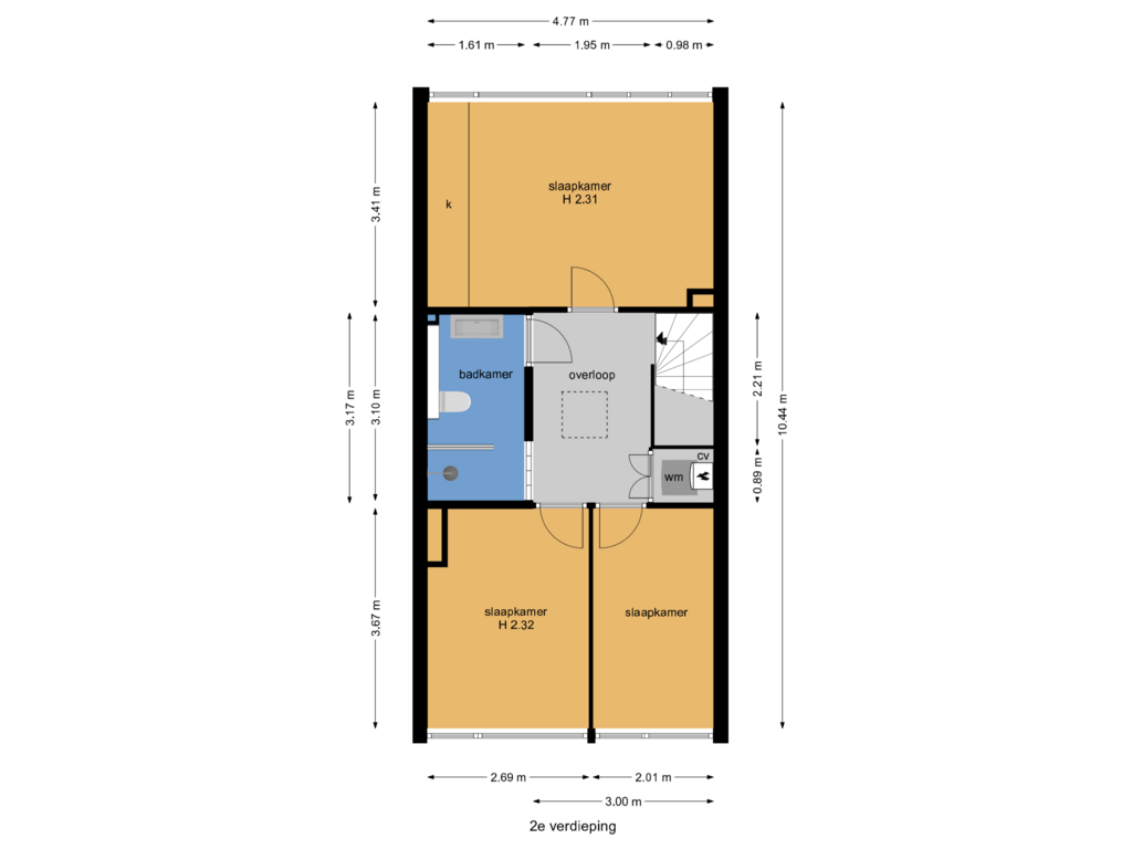 Bekijk plattegrond van 2e verdieping van Van Duivenvoordelaan 21-A