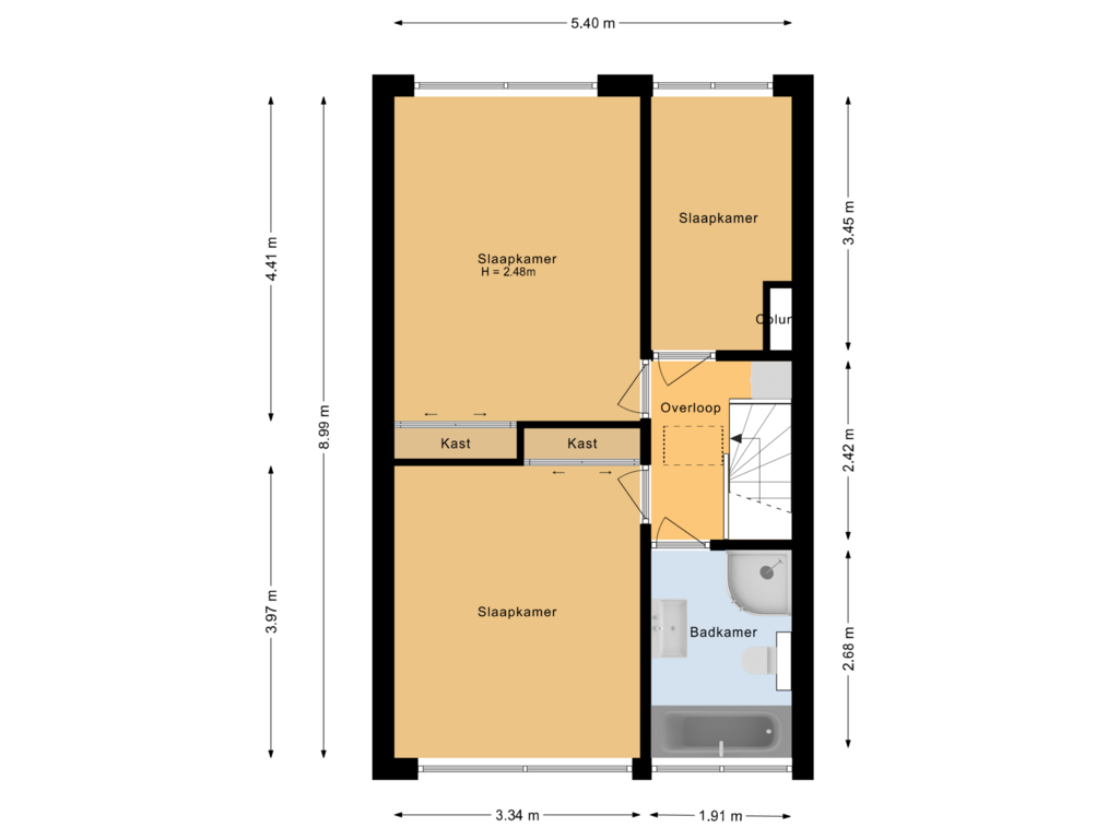 Bekijk plattegrond van Eerste verdieping van Vondellaan 75