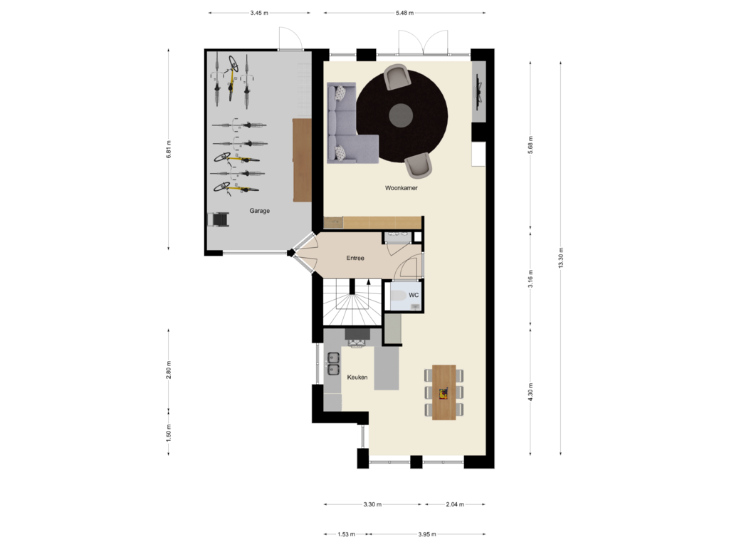 Bekijk plattegrond van Gelijkvloers van Lindelaan 2-A