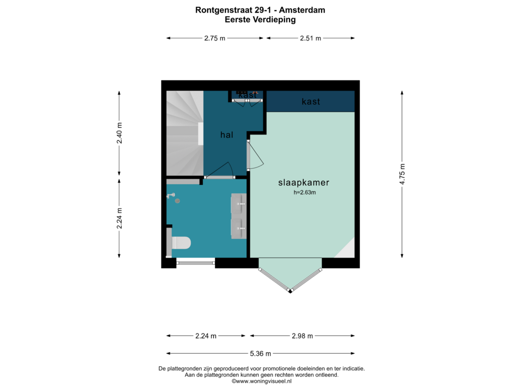 Bekijk plattegrond van EERSTE VERDIEPING van Röntgenstraat 29-1