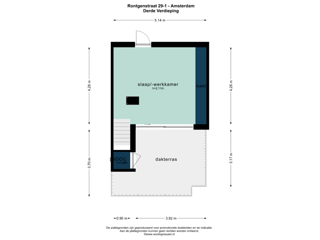 Bekijk plattegrond van DERDE VERDIEPING van Röntgenstraat 29-1