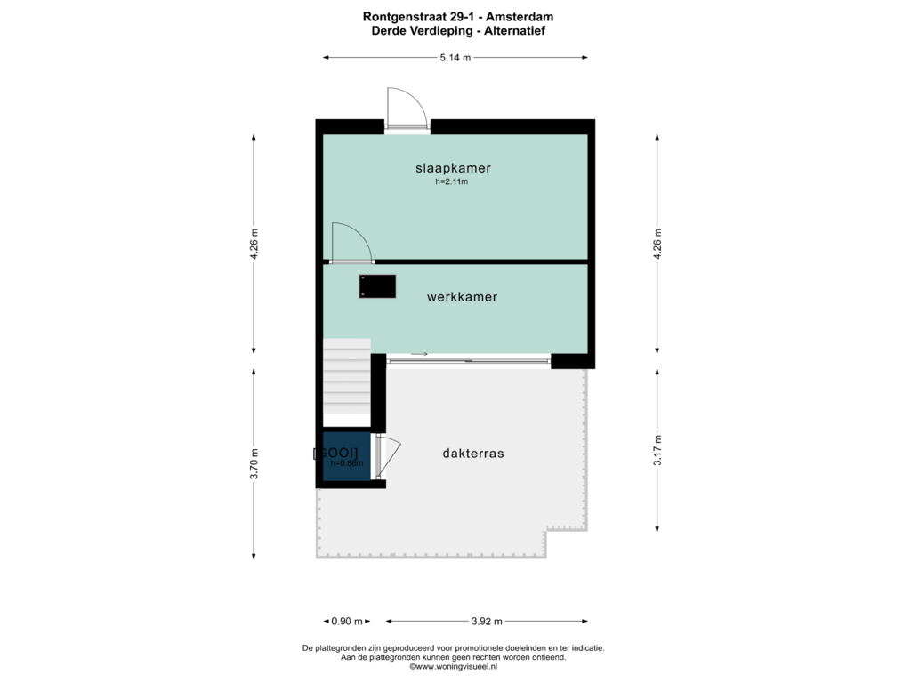 Bekijk plattegrond van DERDE VERDIEPING ALTERNATIEF van Röntgenstraat 29-1