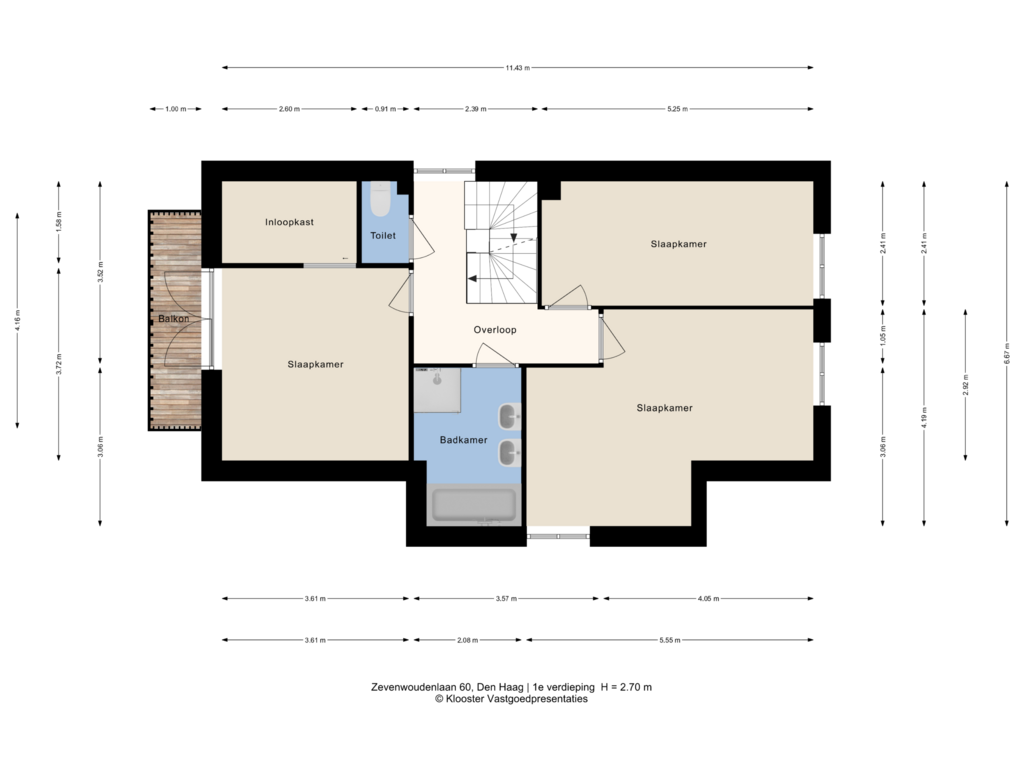 View floorplan of 1e verdieping of Zevenwoudenlaan 60