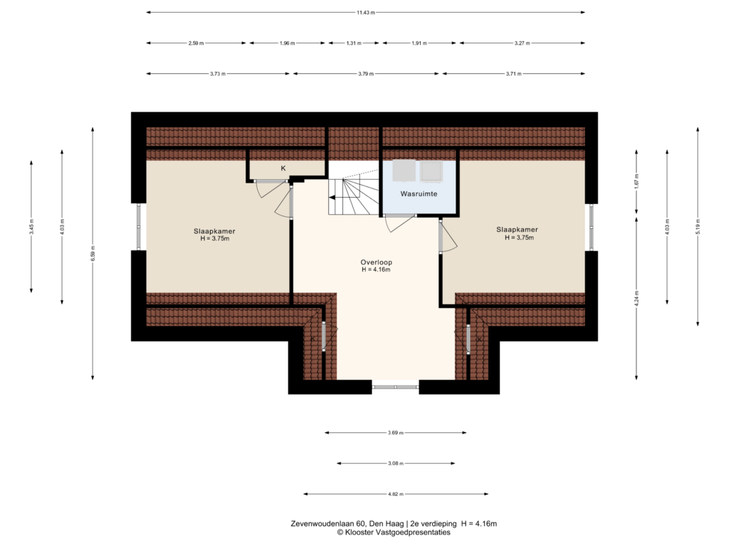 View floorplan of 2e verdieping of Zevenwoudenlaan 60