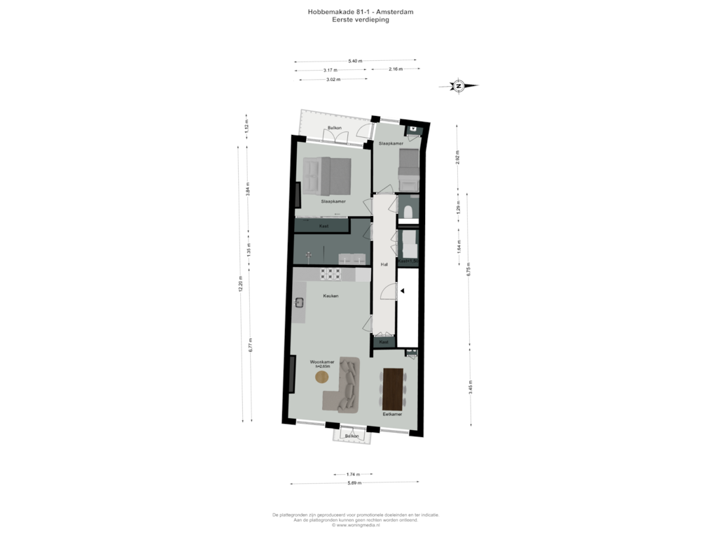 Bekijk plattegrond van 1e_verd van Hobbemakade 81-1