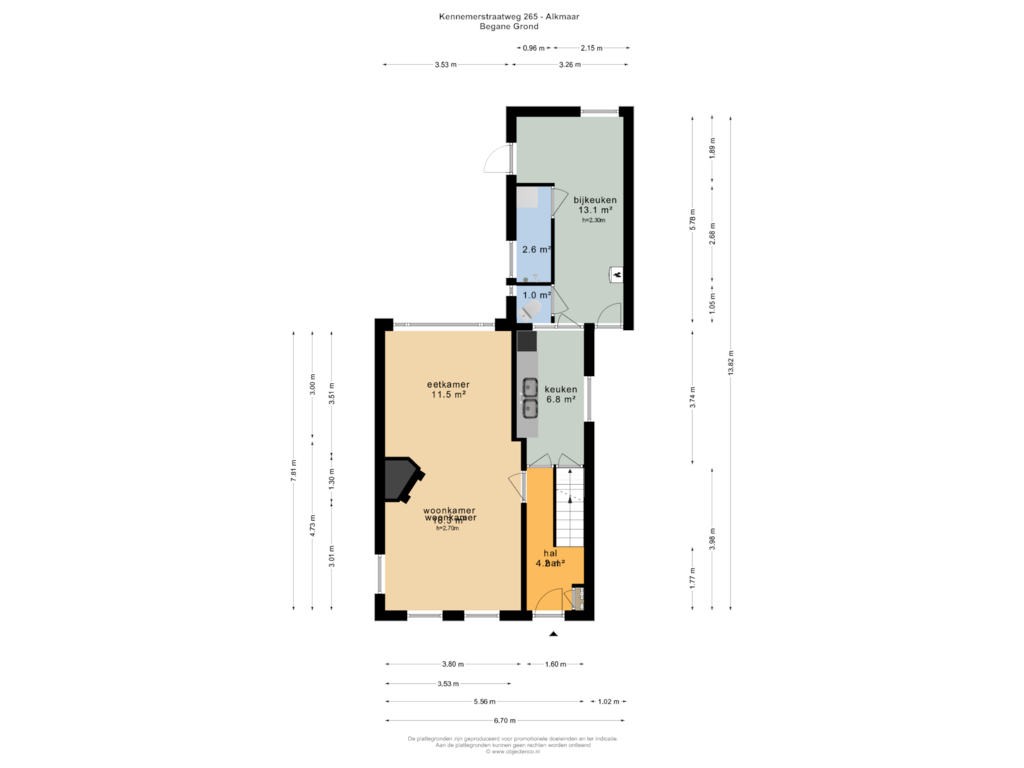 Bekijk plattegrond van BEGANE GROND van Kennemerstraatweg 265