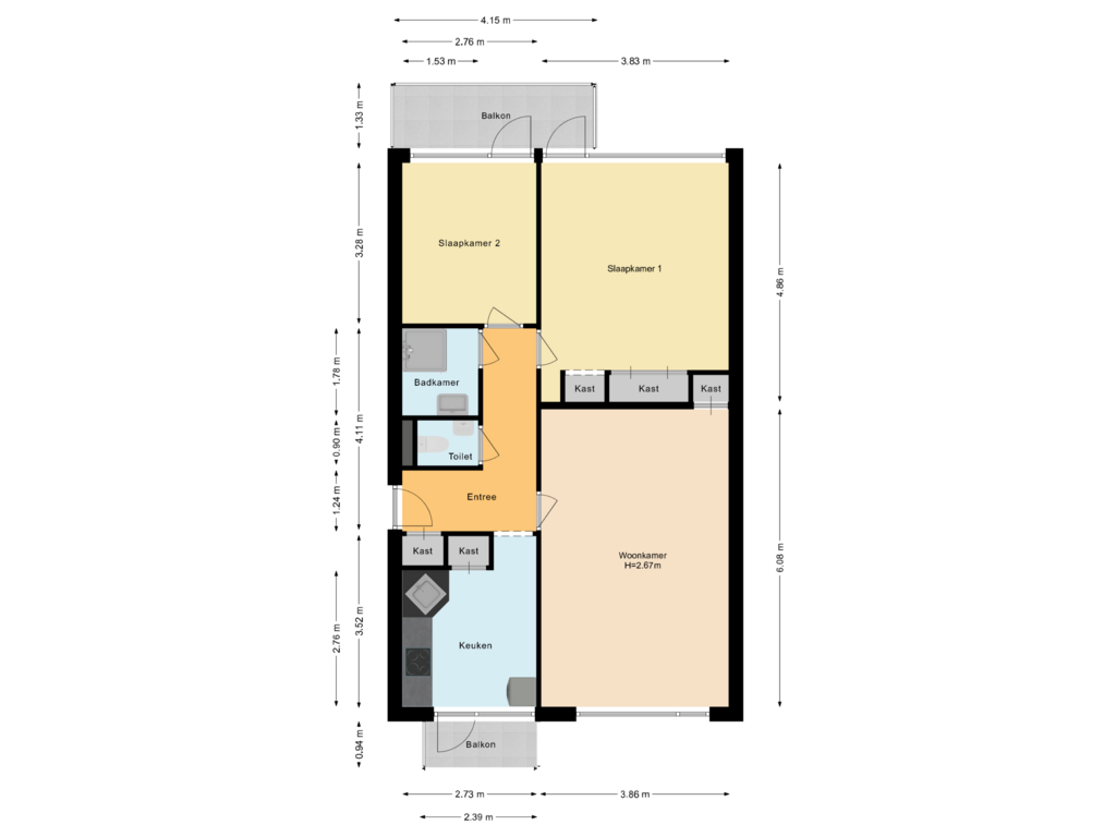 Bekijk plattegrond van Appartement van Van Opbergenstraat 14