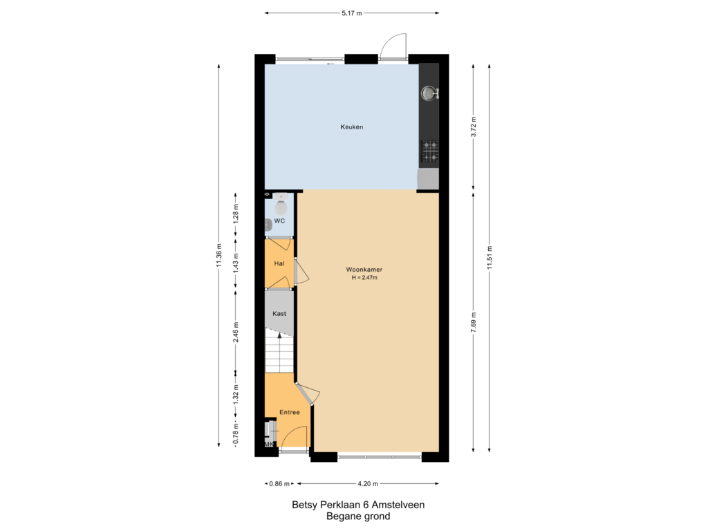 View floorplan of Begane grond of Betsy Perklaan 6