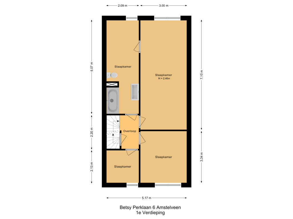 View floorplan of 1e Verdieping of Betsy Perklaan 6