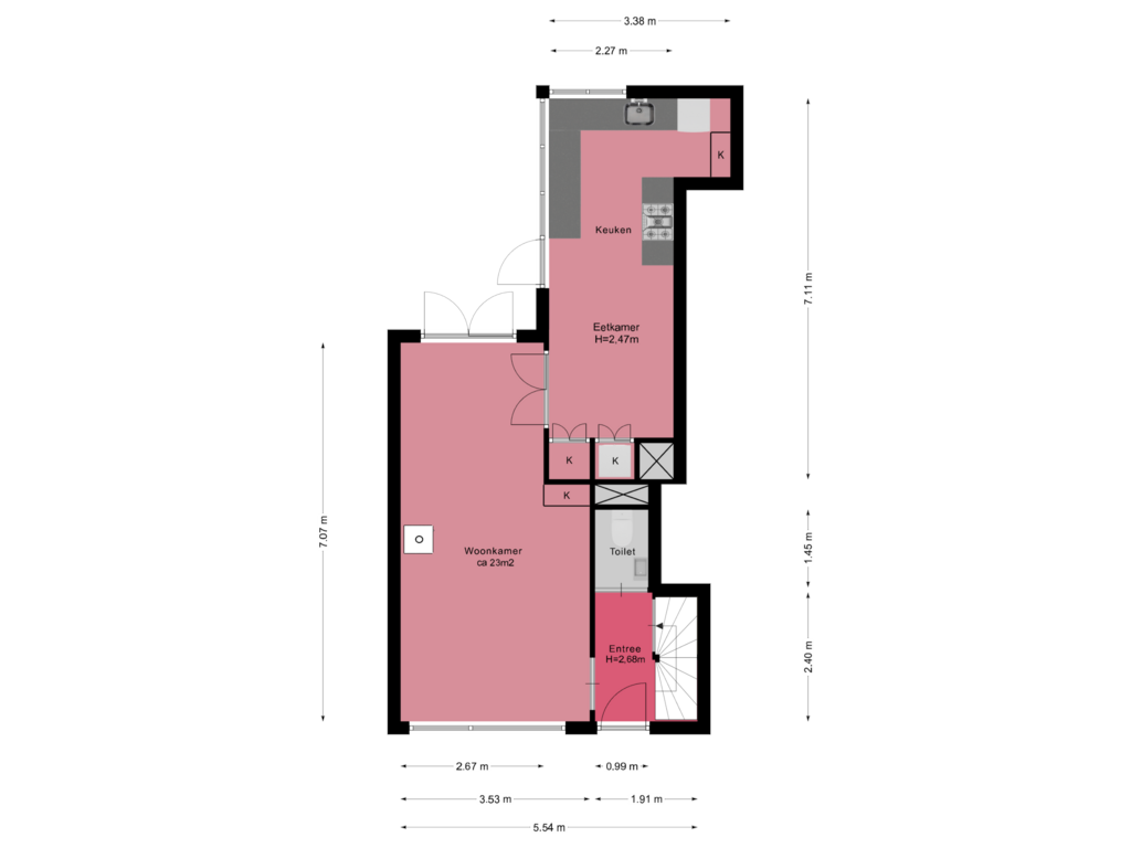 Bekijk plattegrond van Begane grond van Kamerlingh Onnesweg 61