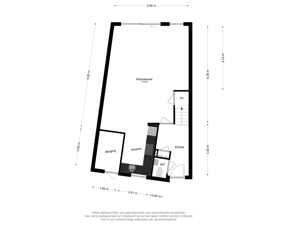 View floorplan of Begane Grond of Eduard du Perronplein 10